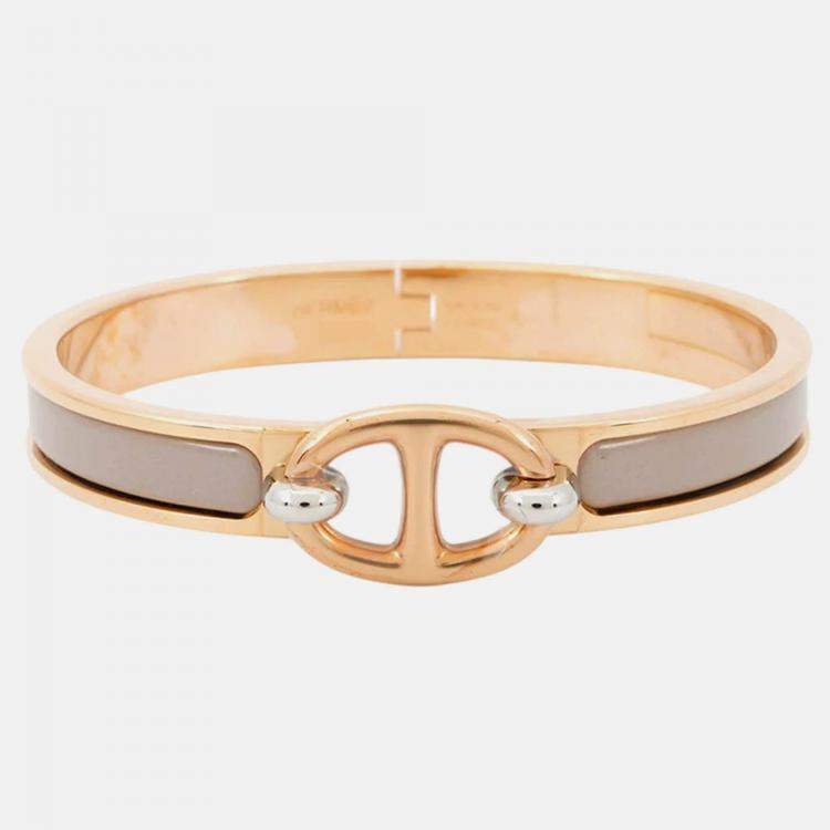 Pre Owned Hermes Mini Clic Chaine D'Ancre Bracelet Size PM Marong Rasse Lacquer
