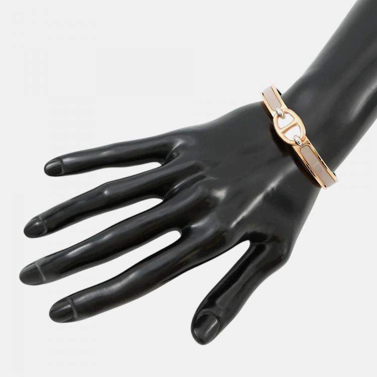 Pre Owned Hermes Mini Clic Chaine D'Ancre Bracelet Size PM Marong Rasse Lacquer