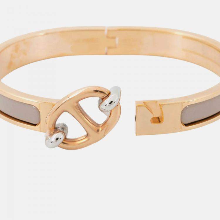 Pre Owned Hermes Mini Clic Chaine D'Ancre Bracelet Size PM Marong Rasse Lacquer