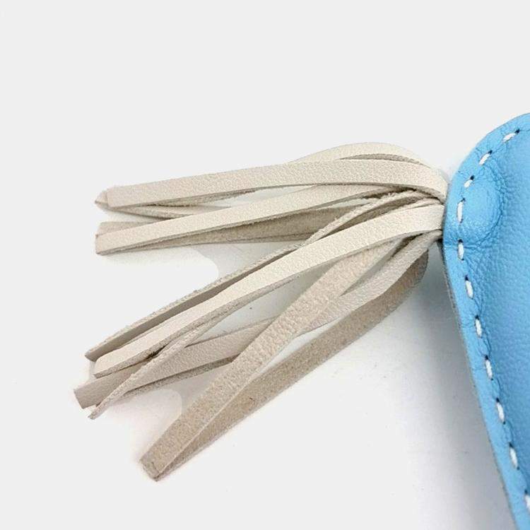 Pre Owned Hermes Leather Blue Rodeo Bag Charm Medium