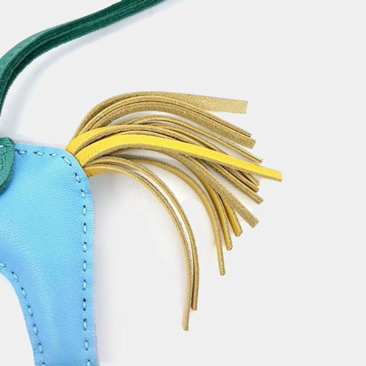 Pre Owned Hermes Leather Blue Rodeo Bag Charm Small