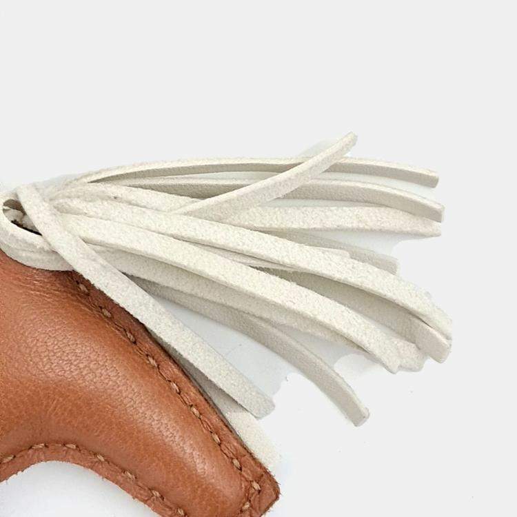 Pre Owned Hermes Gold Leather Pegasus Rodeo Bag Charm Small