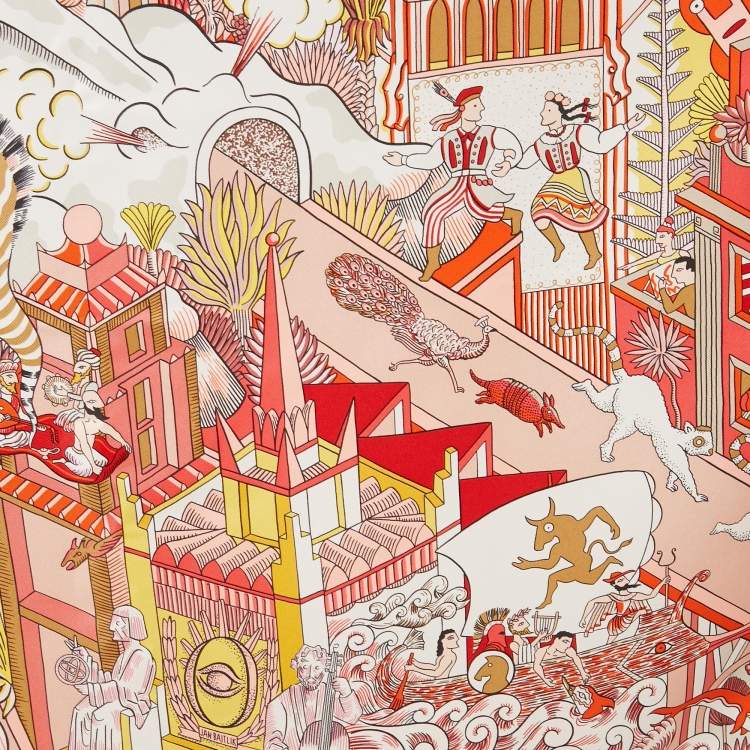 Pre Owned Hermès Pink Silk Animapolis scarf
