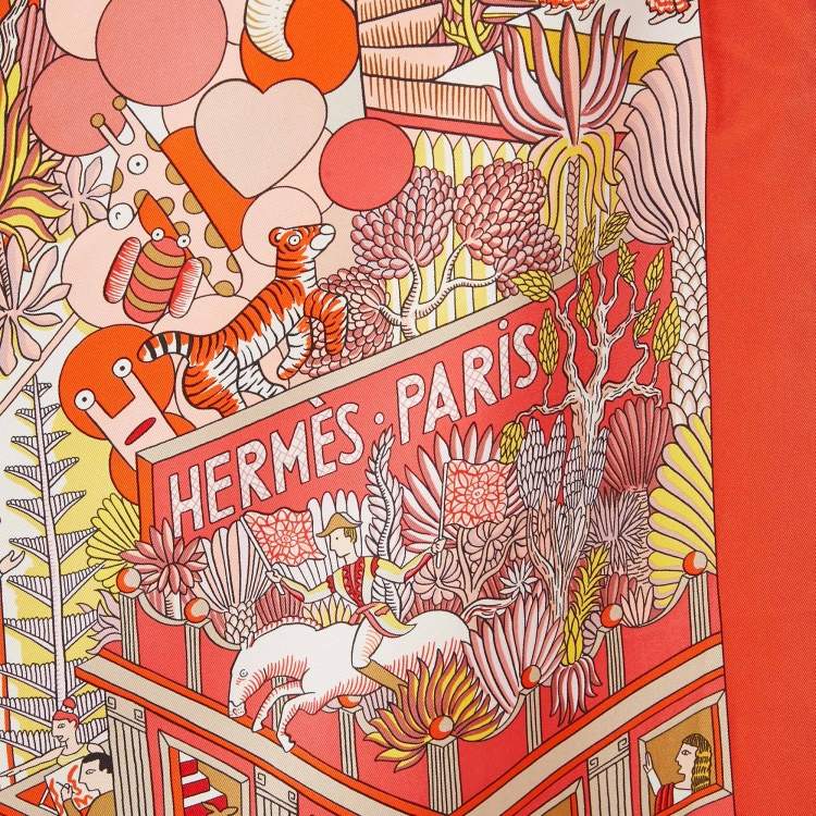 Pre Owned Hermès Pink Silk Animapolis scarf