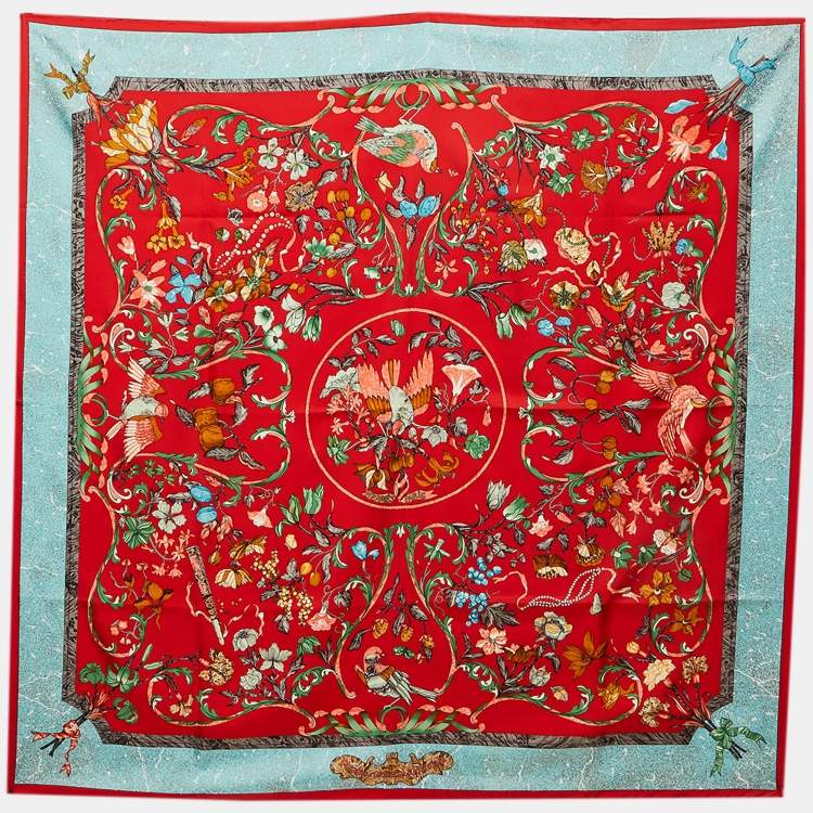 Pre Owned Hermès Red/Blue Pierres d'Orient et d'Occident Silk Scarf