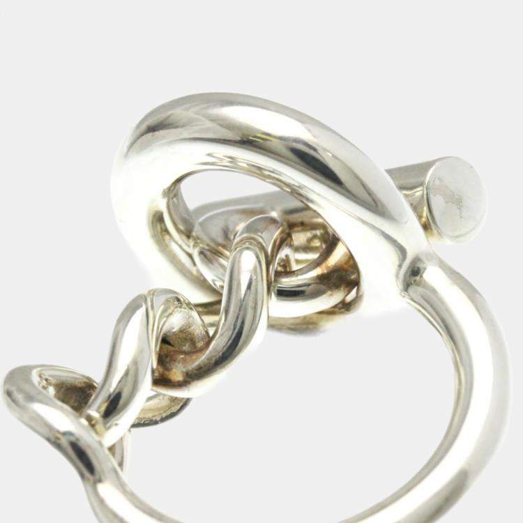 Pre Owned Hermes Croisette Silver 925 Fashion No Stone Band Ring 