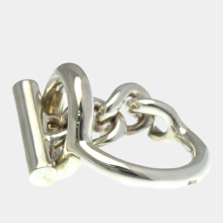 Pre Owned Hermes Croisette Silver 925 Fashion No Stone Band Ring 