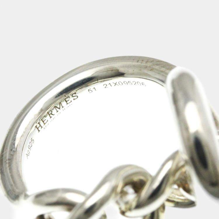 Pre Owned Hermes Croisette Silver 925 Fashion No Stone Band Ring 