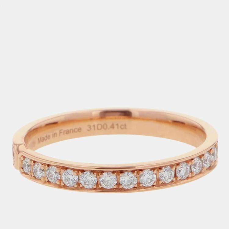 Pre Owned خاتم زفاف هيرمس إيفر كيلي ماسي ذهب وردي 18 قيراط الحجم الأوروبي 48