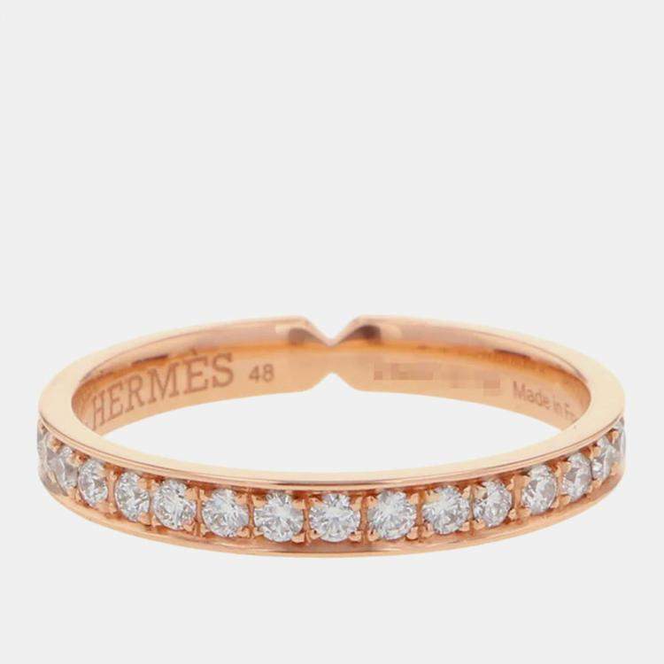 Pre Owned خاتم زفاف هيرمس إيفر كيلي ماسي ذهب وردي 18 قيراط الحجم الأوروبي 48