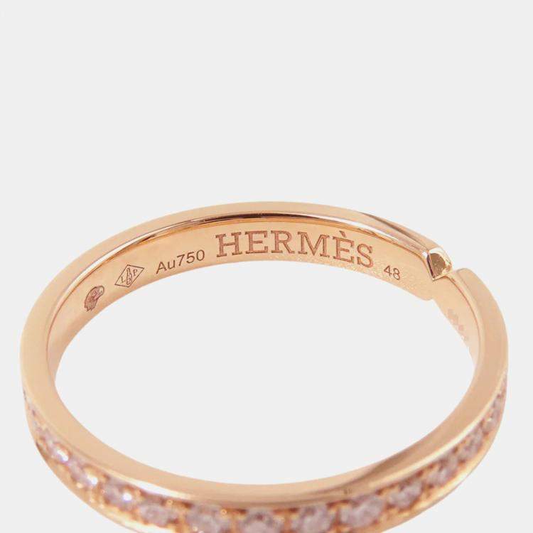 Pre Owned خاتم زفاف هيرمس إيفر كيلي ماسي ذهب وردي 18 قيراط الحجم الأوروبي 48