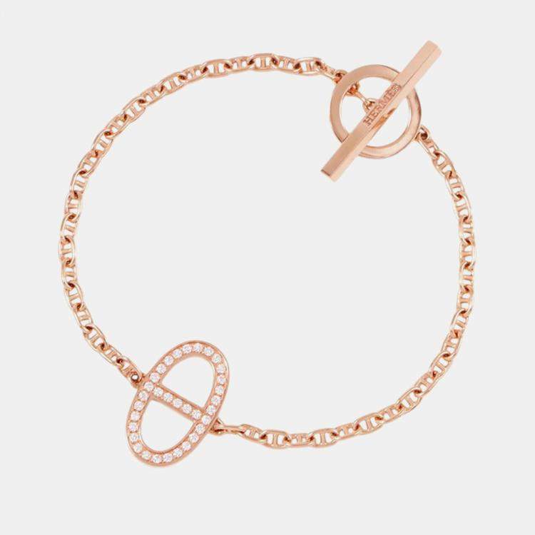 Pre Owned Hermes Chaine D'Ancre Contour XS 18K Pink Gold Bracelet 