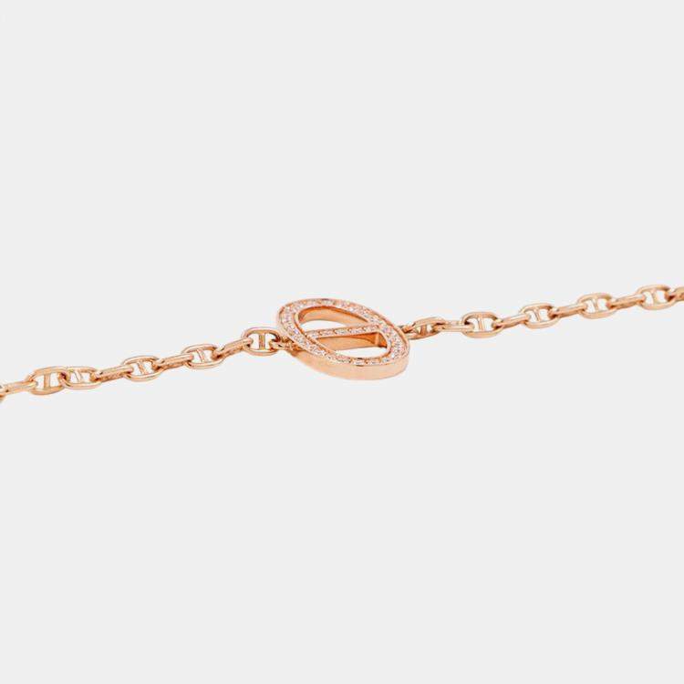 Pre Owned Hermes Chaine D'Ancre Contour XS 18K Pink Gold Bracelet 