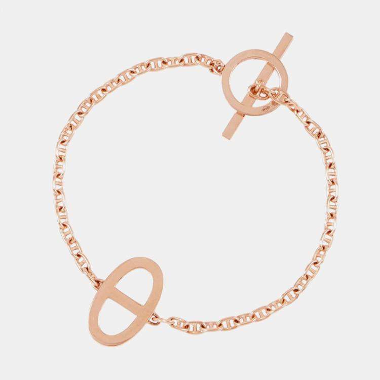 Pre Owned Hermes Chaine D'Ancre Contour XS 18K Pink Gold Bracelet 