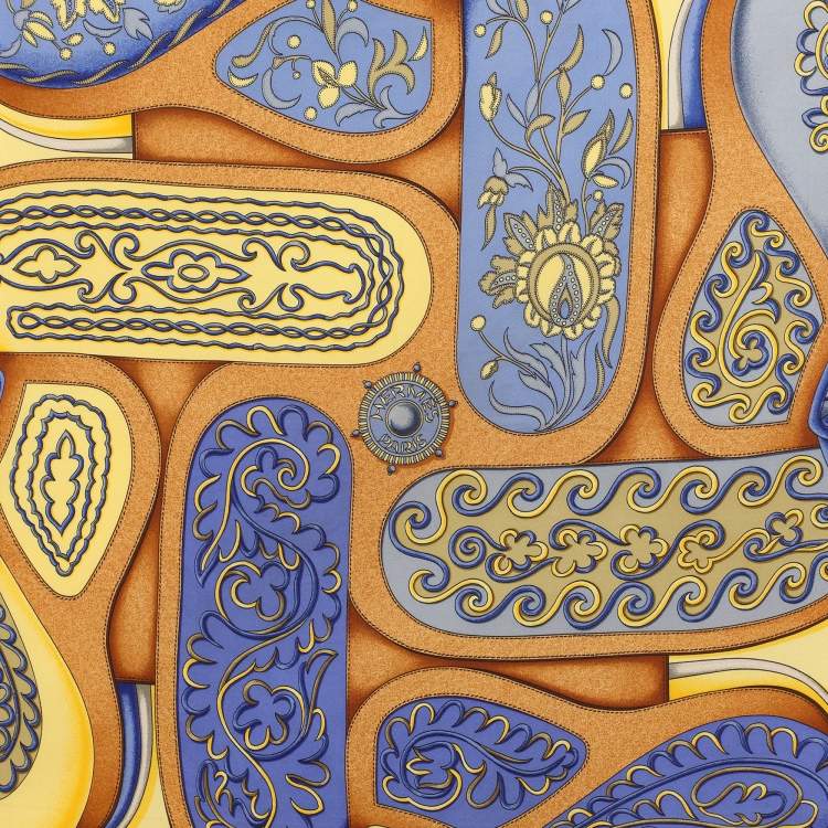 Pre Owned وشاح هيرميس حرير أصفر متعدد الألوان مطبوع فيستيفال