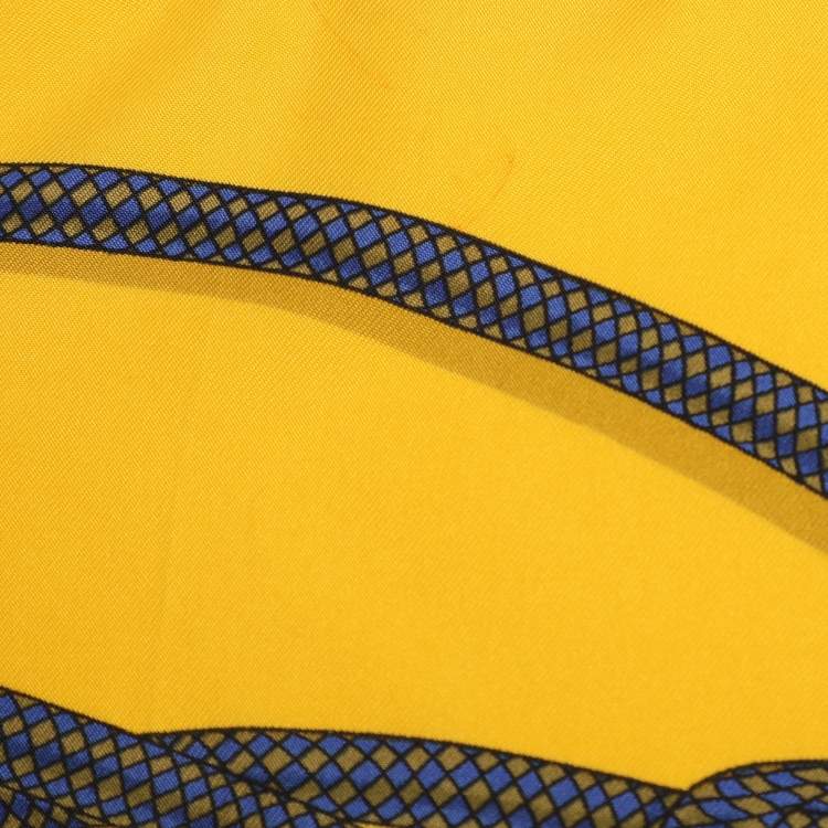 Pre Owned وشاح هيرميس حرير أصفر متعدد الألوان مطبوع فيستيفال