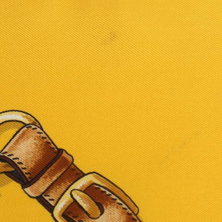 Pre Owned وشاح هيرميس حرير أصفر متعدد الألوان مطبوع فيستيفال