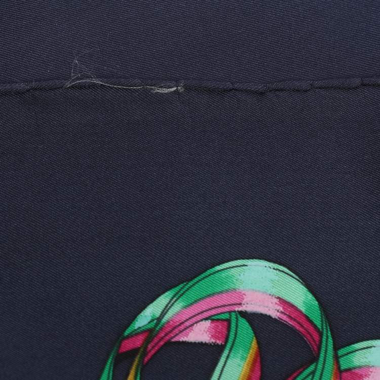 Pre Owned Hermès Multicolor Print Silk Les Rubans Du Cheval Scarf