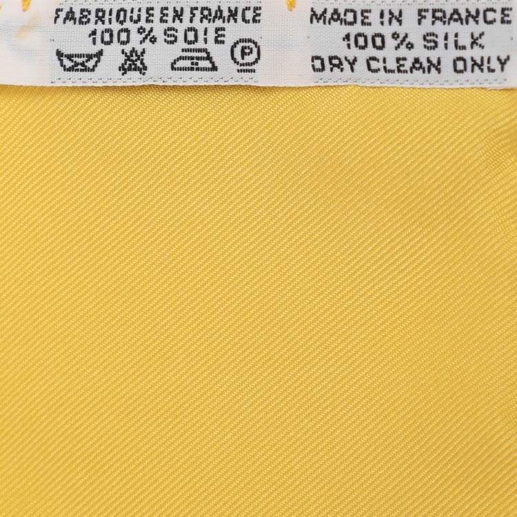 Pre Owned Hermès Yellow Multicolor Printed Silk Les Rubans Du Cheval Scarf 