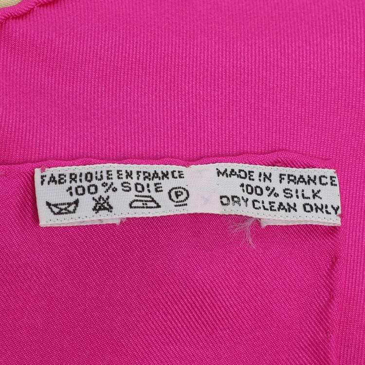 Pre Owned Hermes Pink Multicolor Printed Silk Les Rubans Du Cheval Scarf 