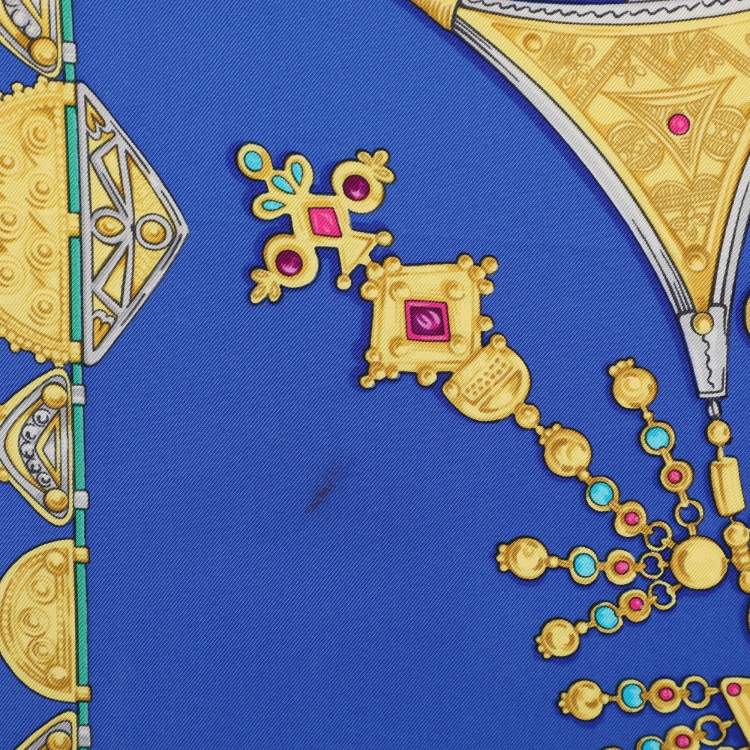 Pre Owned Hermès Blue Multicolor Printed Silk Parures Des Sables Scarf