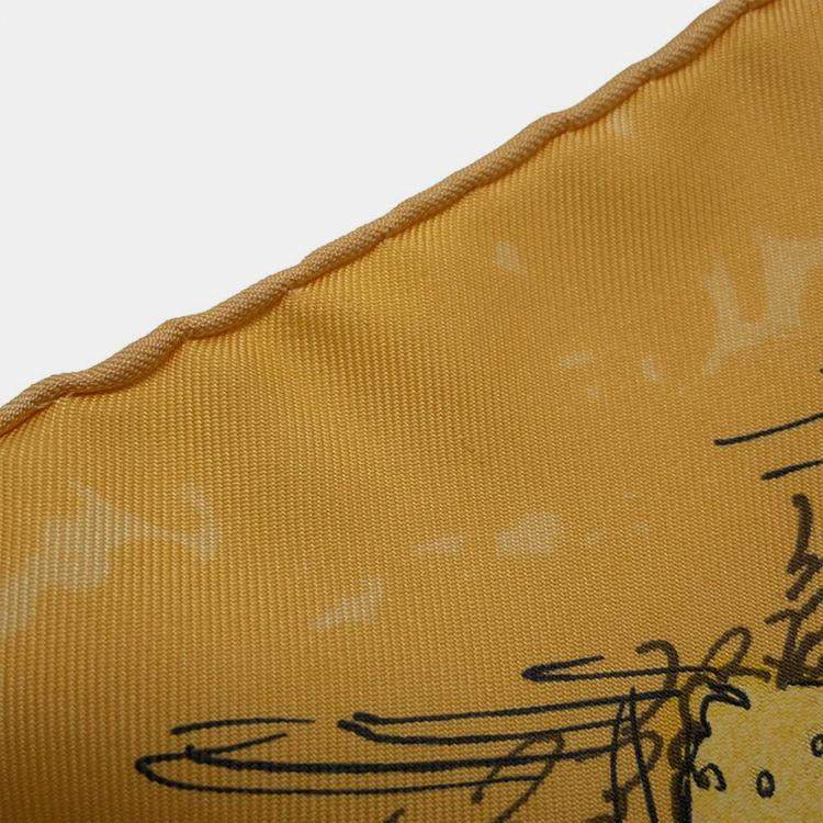 Pre Owned Hermes Carre Les Amazones Lady On Horseback 90 Yellow/Multicolor Silk Scarves 