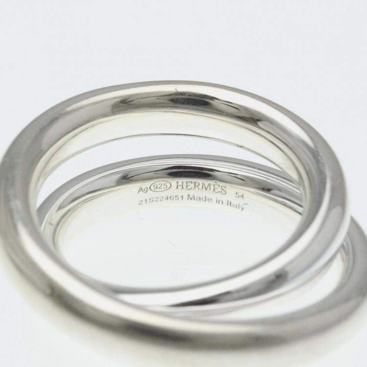 Pre Owned Hermes Vertige Ring Silver 925 Fashion Band Ring EU 54