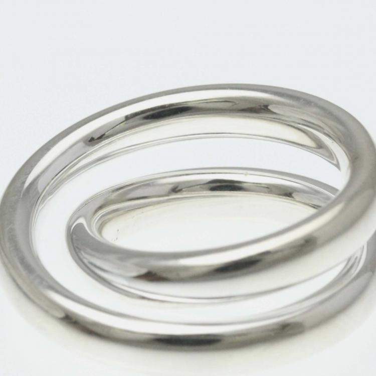 Pre Owned Hermes Vertige Ring Silver 925 Fashion Band Ring EU 54