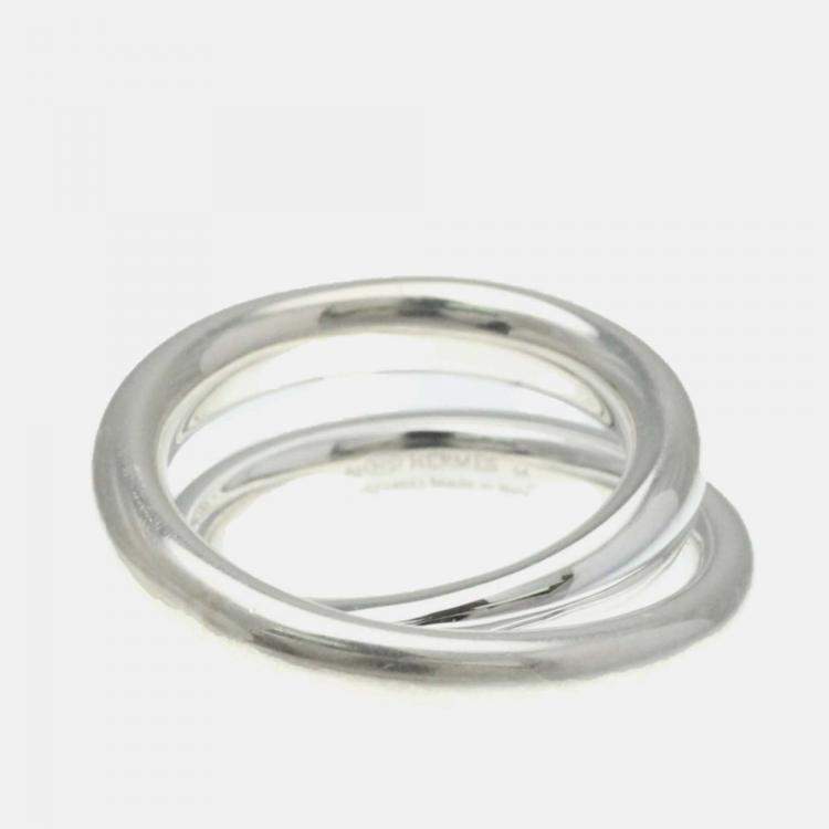 Pre Owned Hermes Vertige Ring Silver 925 Fashion Band Ring EU 54