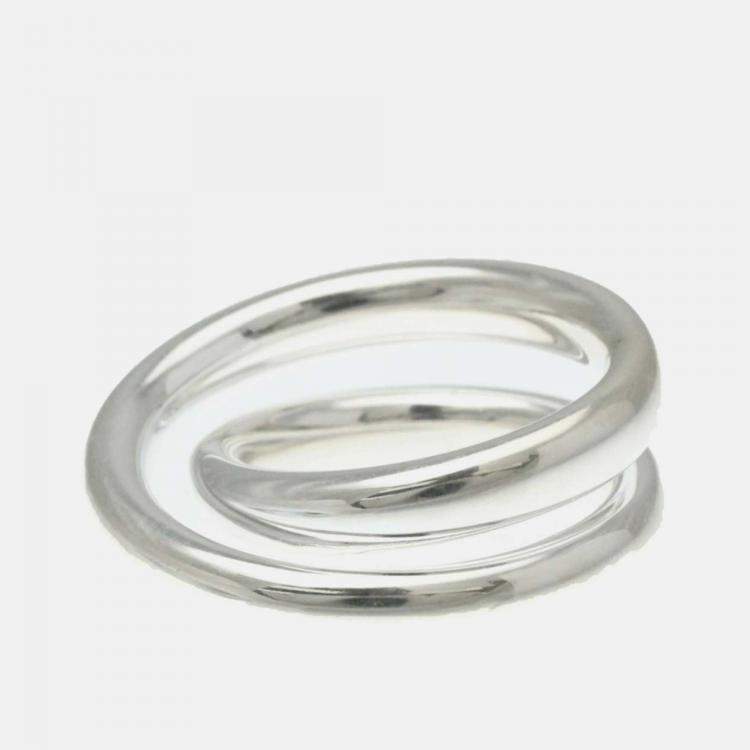 Pre Owned Hermes Vertige Ring Silver 925 Fashion Band Ring EU 54