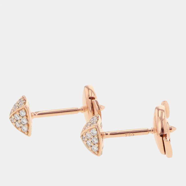 Pre Owned Hermes Diamond Clou d'H Stud Earrings 18K Pink Gold