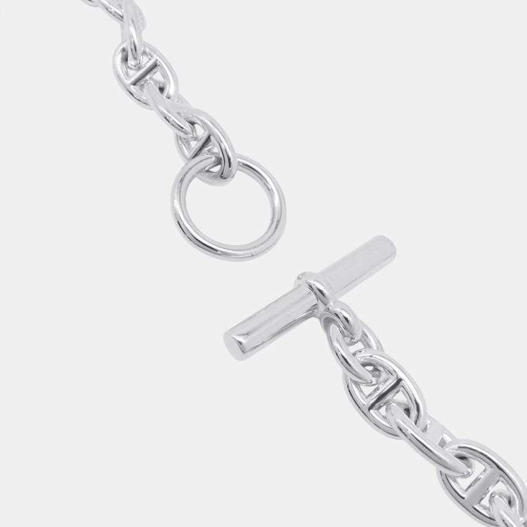 Pre Owned Hermes Chaine D'Ancre 43 Frames Necklace PM Silver 925