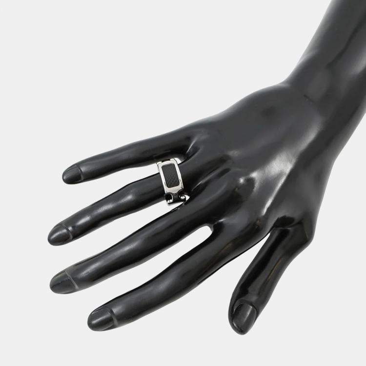 Pre Owned Hermes Orump Ring Size PM/S/#11 Black Epsom Metal