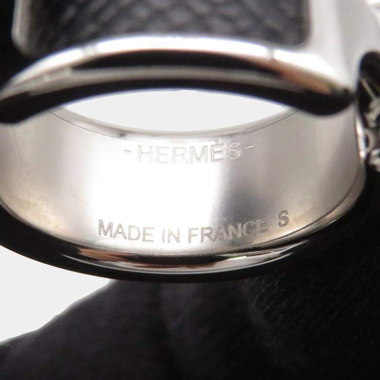 Pre Owned Hermes Orump Ring Size PM/S/#11 Black Epsom Metal