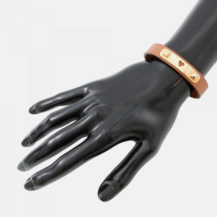 Pre Owned Hermes As De Coeur Bracelet Size T2 Gold Swift Leather