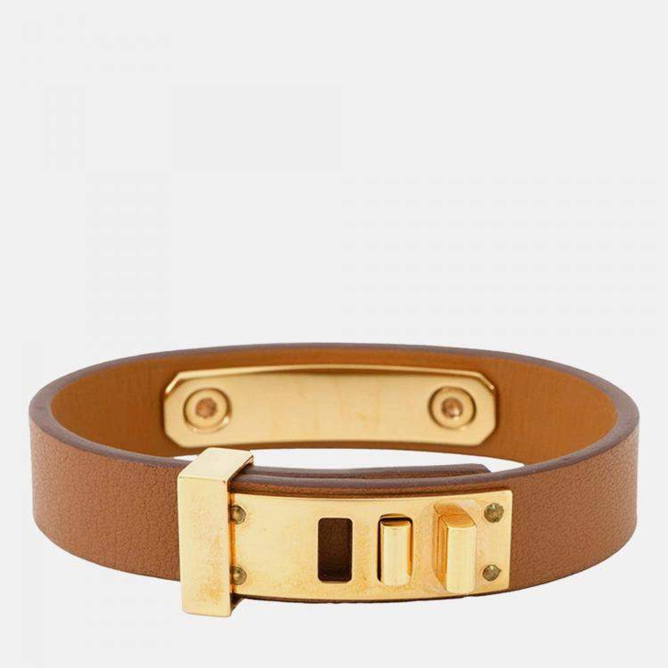 Pre Owned Hermes As De Coeur Bracelet Size T2 Gold Swift Leather