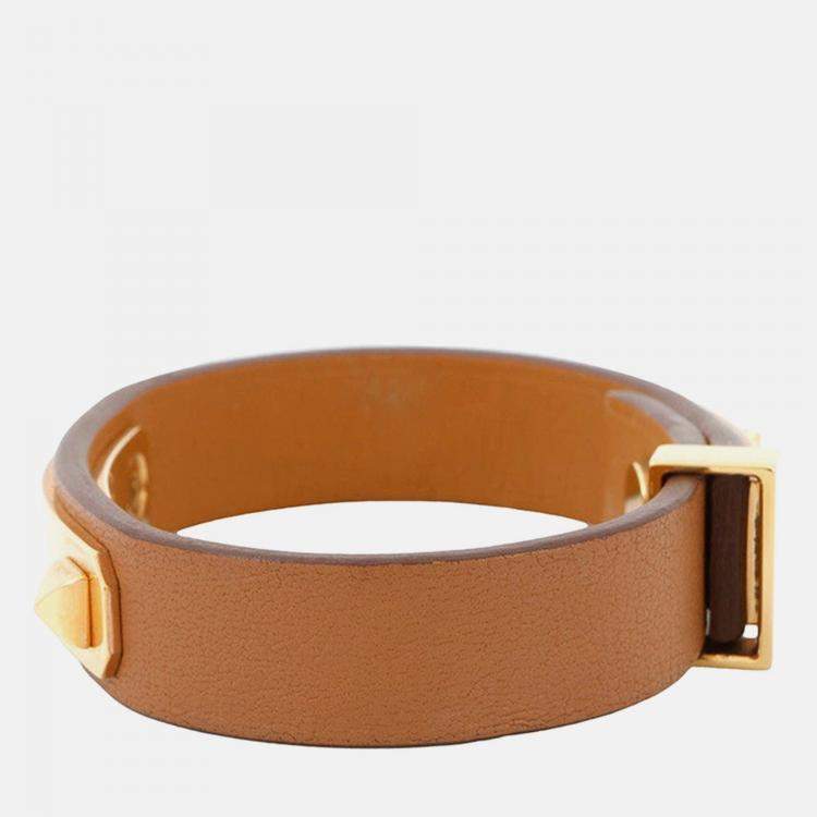 Pre Owned Hermes As De Coeur Bracelet Size T2 Gold Swift Leather