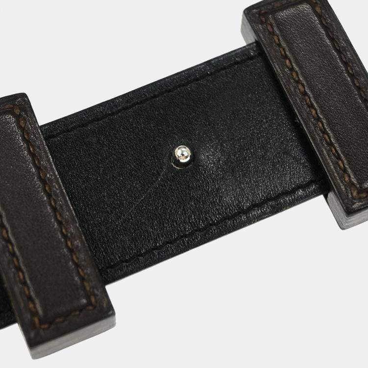 Pre Owned Hermes Brown Togo Box Calf Constance Reversible Belt #80 Small