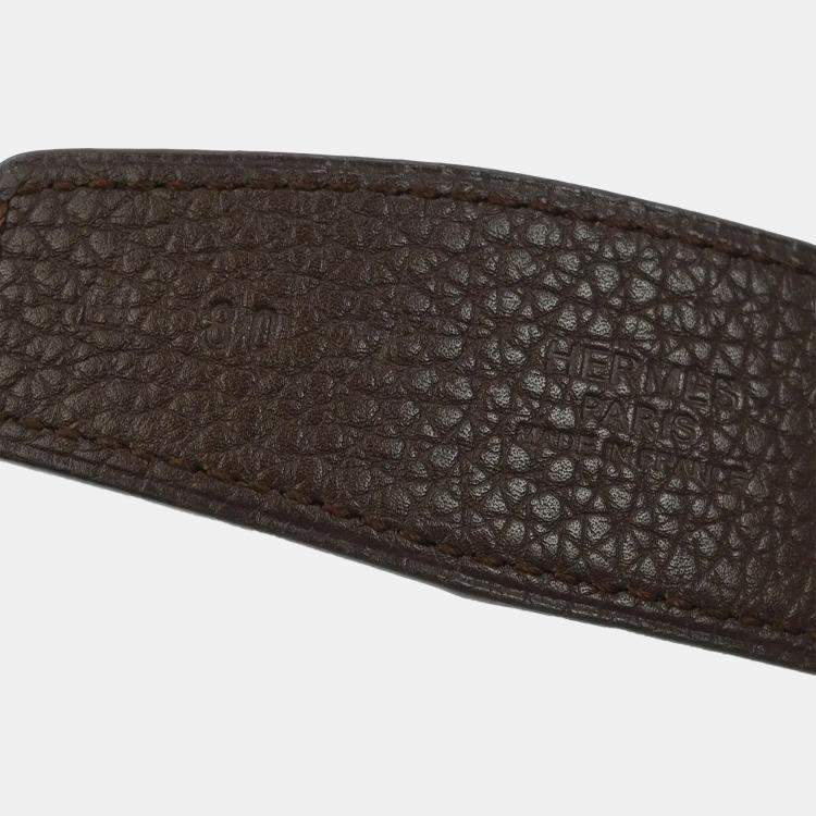 Pre Owned Hermes Brown Togo Box Calf Constance Reversible Belt #80 Small