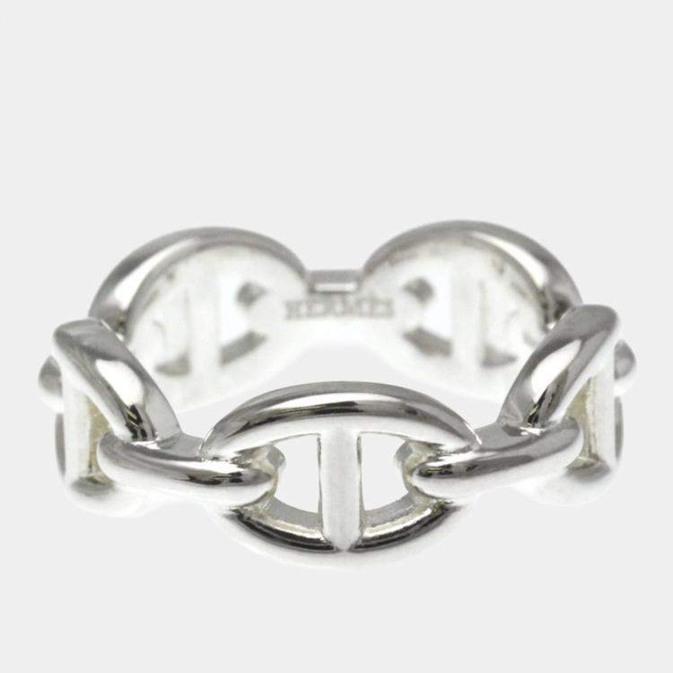 Pre Owned Hermes Chaine D'Ancre Silver Fashion No Stone Band Ring Silver