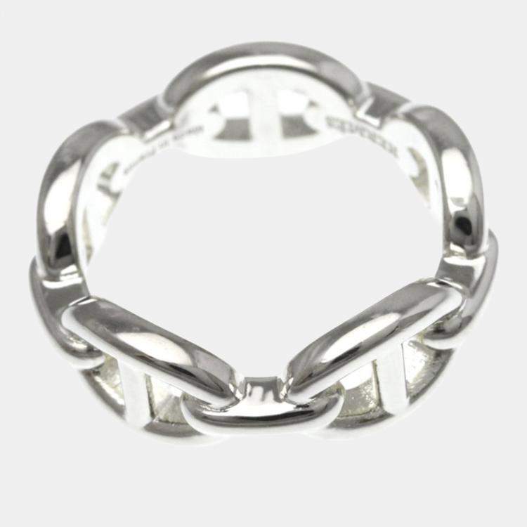 Pre Owned Hermes Chaine D'Ancre Silver Fashion No Stone Band Ring Silver