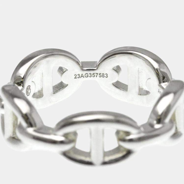 Pre Owned Hermes Chaine D'Ancre Silver Fashion No Stone Band Ring Silver