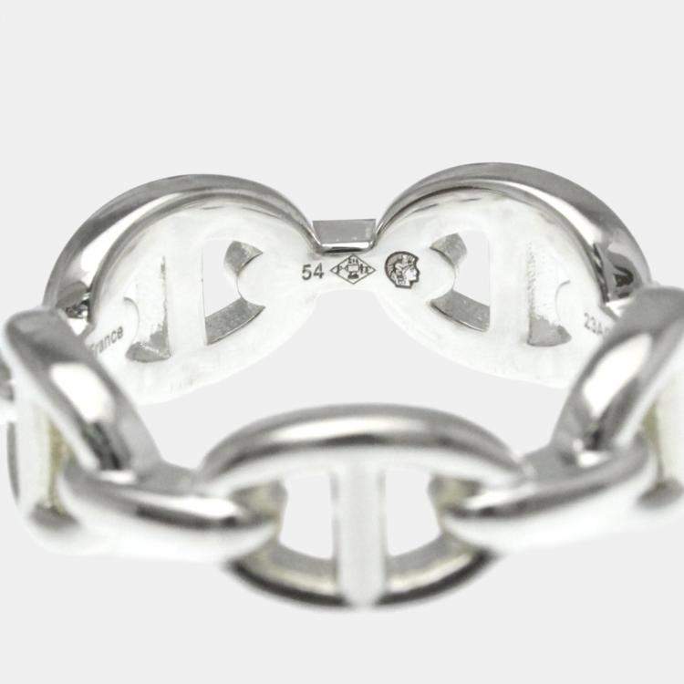 Pre Owned Hermes Chaine D'Ancre Silver Fashion No Stone Band Ring Silver