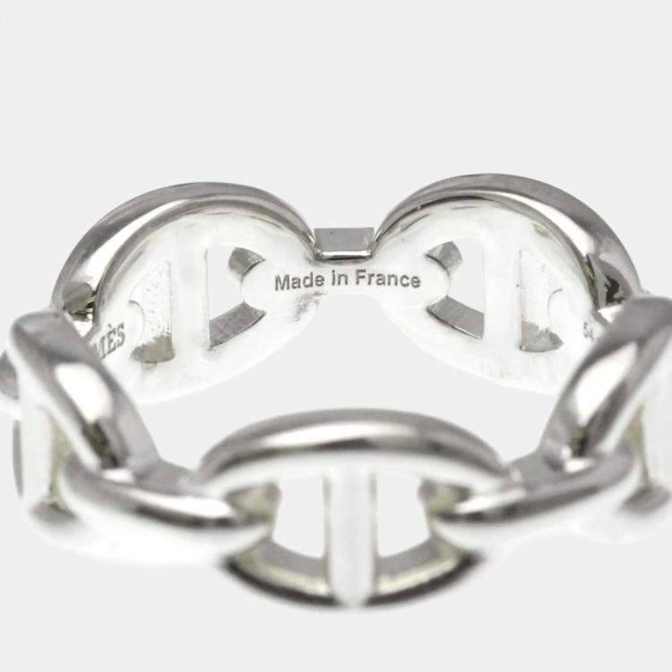 Pre Owned Hermes Chaine D'Ancre Silver Fashion No Stone Band Ring Silver