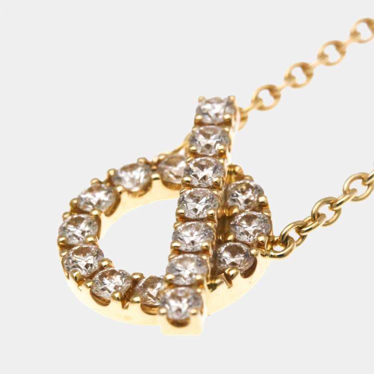 Pre Owned Hermes Finesse Necklace Diamond Pink Gold 18K Diamond Necklace Pink Gold