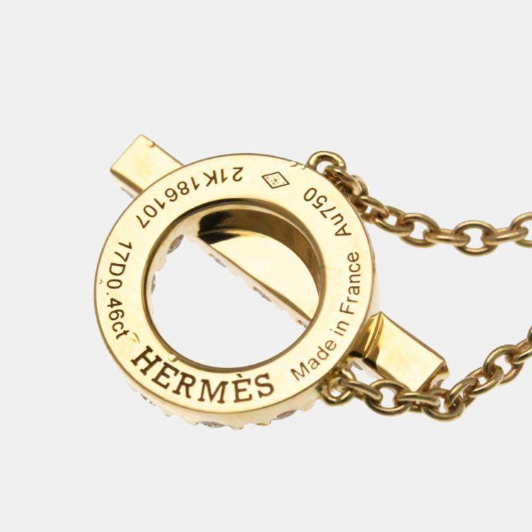 Pre Owned Hermes Finesse Necklace Diamond Pink Gold 18K Diamond Necklace Pink Gold