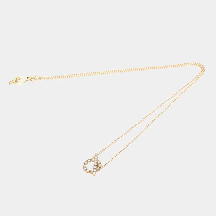 Pre Owned Hermes Finesse Necklace Diamond Pink Gold 18K Diamond Necklace Pink Gold