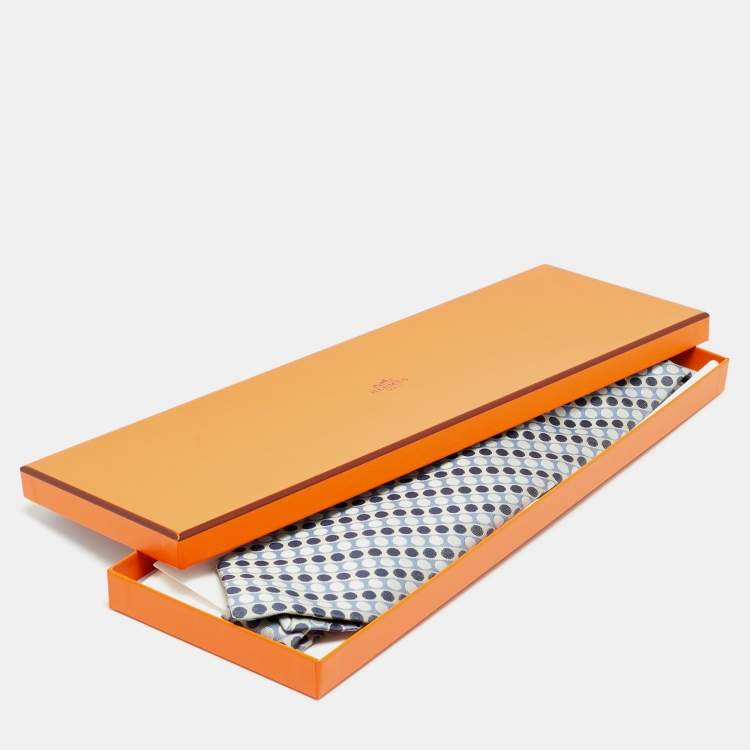 Pre Owned Hermès Blue Jacquard Silk Traditional Tie 