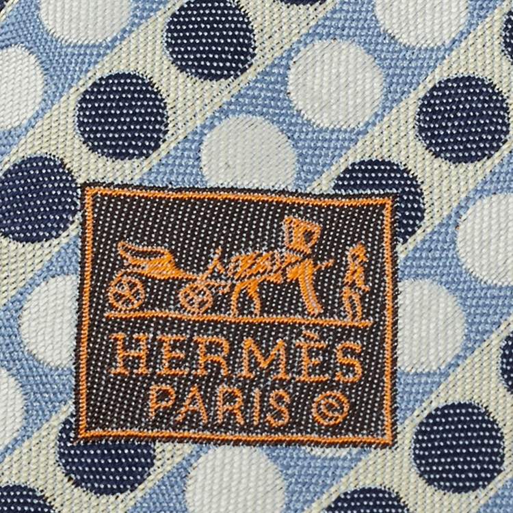Pre Owned Hermès Blue Jacquard Silk Traditional Tie 