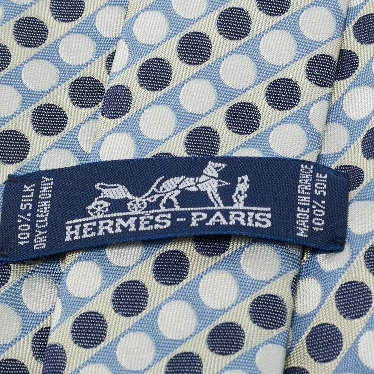 Pre Owned Hermès Blue Jacquard Silk Traditional Tie 